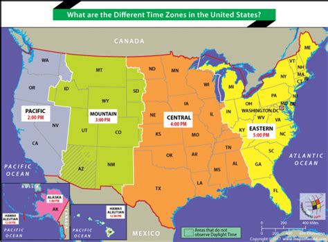 west coast time zone map.
